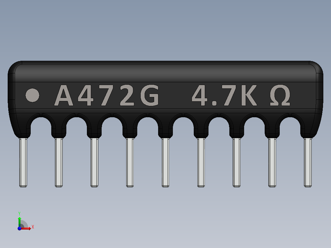 电容器 二极管 电阻器-Resistor Network 4.7K Ohm 9-Pin前视图