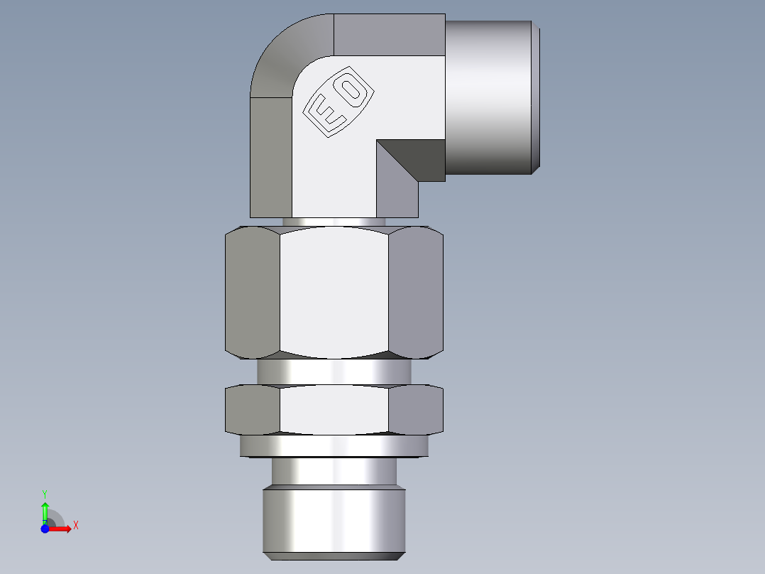卡套式工业通用硬管接头EO_Assembled_adjustable_standpipe_elbow_EVW12LROMD71前视图