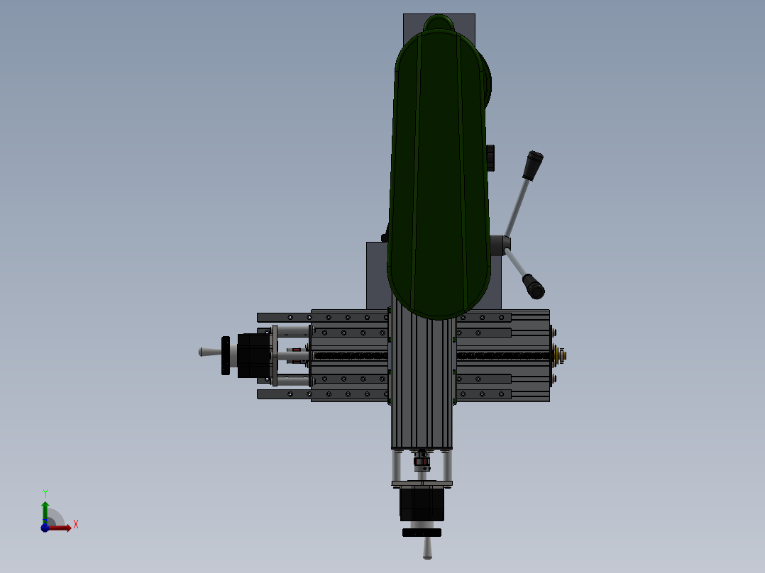 钻床，铣削前视图