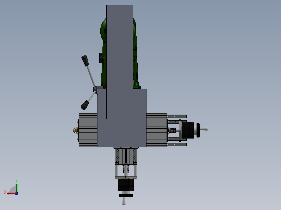 钻床，铣削后视图