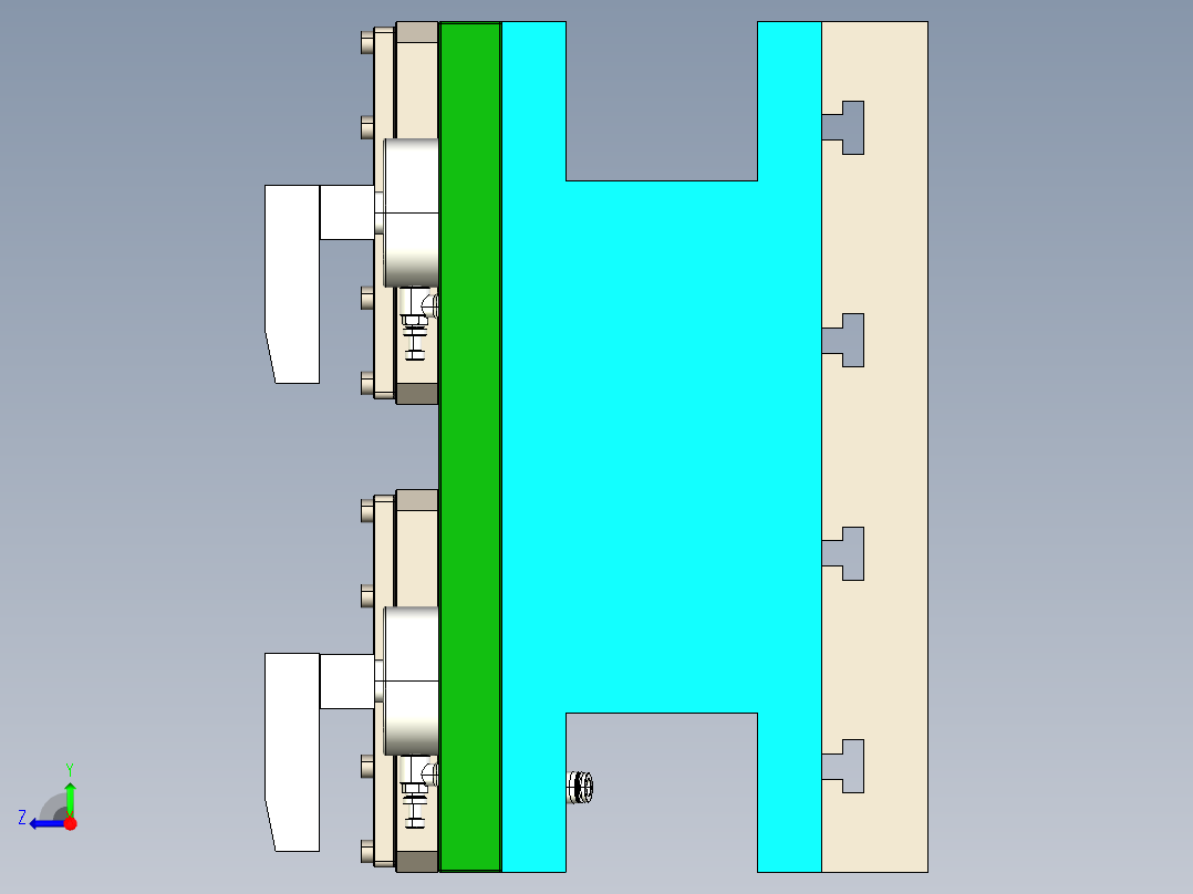 通定子夹具-组装体右视图