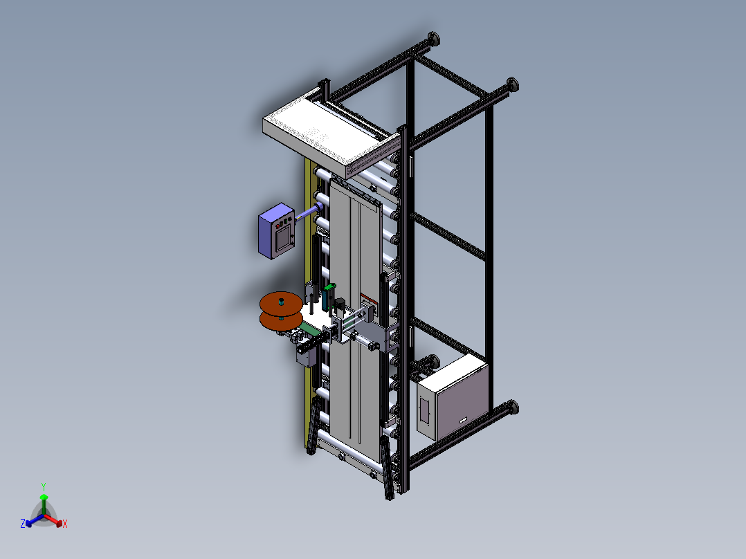 电梯防标签贴标机sw19可编辑正等轴测图