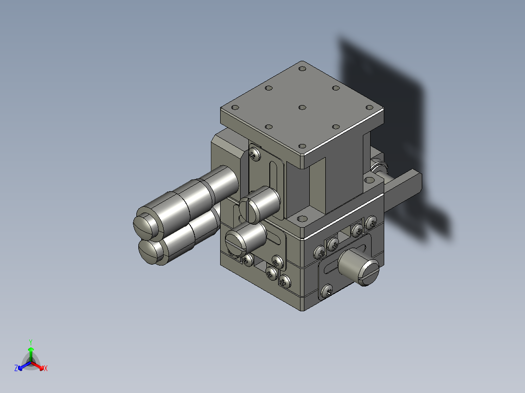 XYZ三轴微调移动单元正等轴测图