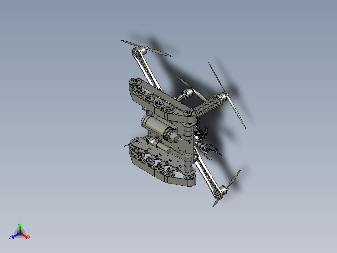 无人机航模陆空两栖高速视觉全地形一机双形态正等轴测图