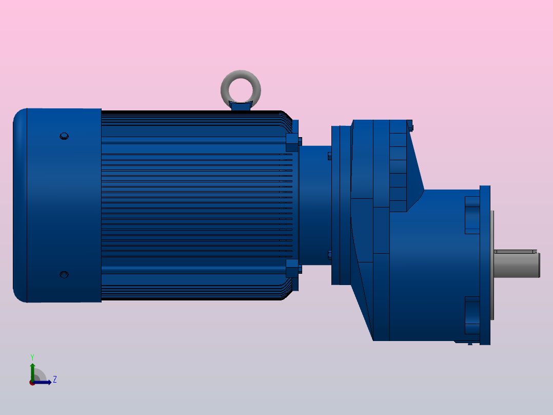RXF67法兰轴伸式安装斜齿轮减速机RX67-Y1.5-4P-90L-M1-0°-Φ160左视图