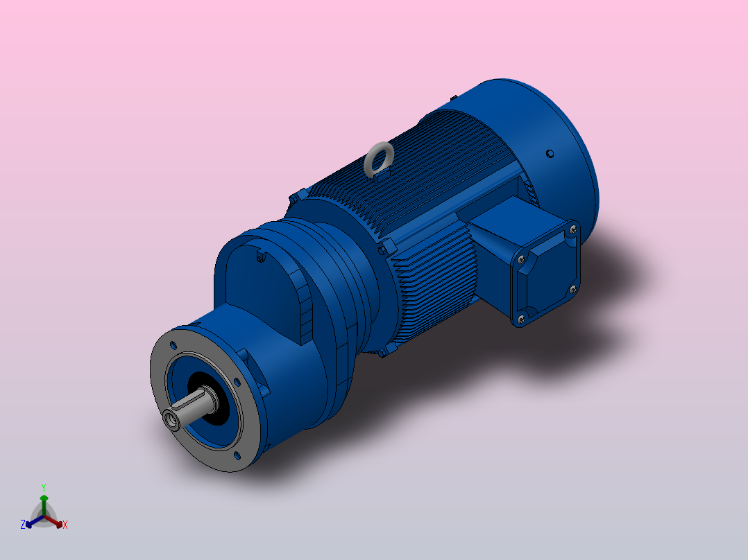 RXF67法兰轴伸式安装斜齿轮减速机RX67-Y1.5-4P-90L-M1-0°-Φ160正等轴测图