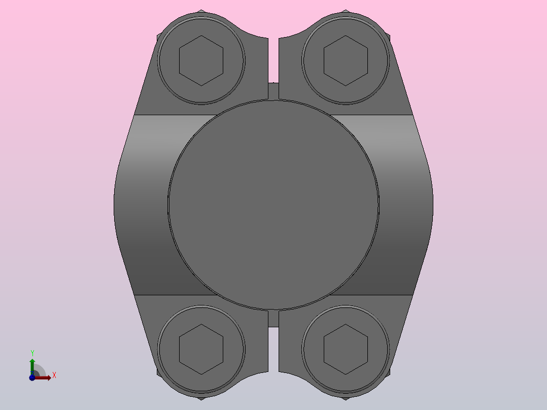 D型带法兰盖的连接法兰D25-3前视图