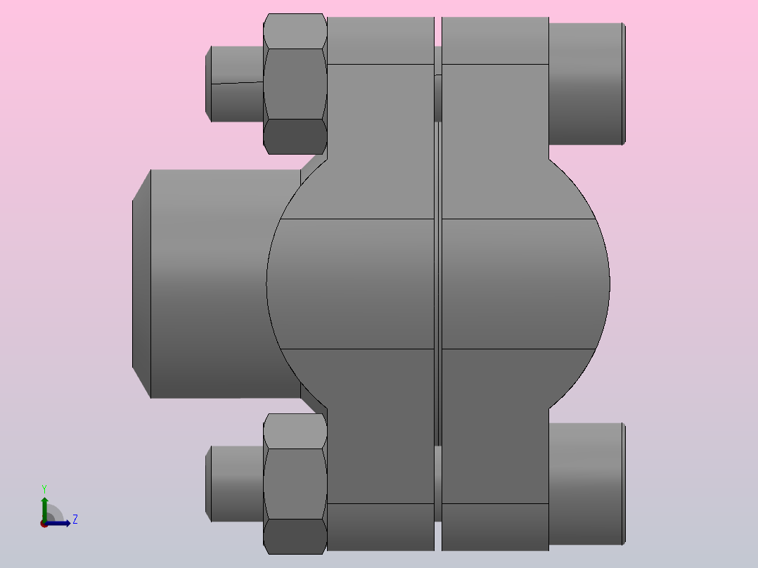 D型带法兰盖的连接法兰D25-3左视图
