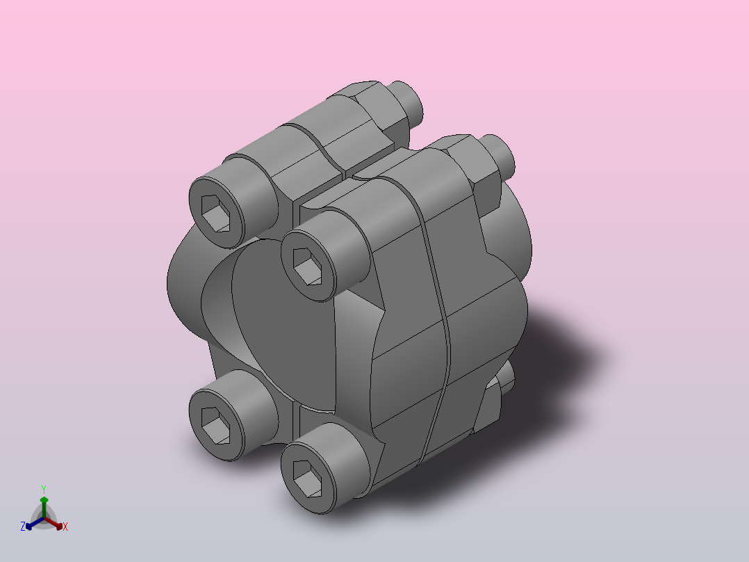 D型带法兰盖的连接法兰D25-3正等轴测图