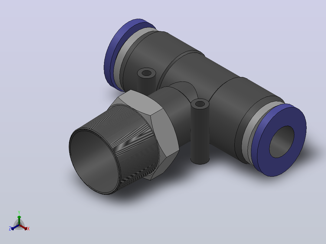 IPB-N 螺纹正三通-NPT螺纹_IPB1∕4-N02正等轴测图
