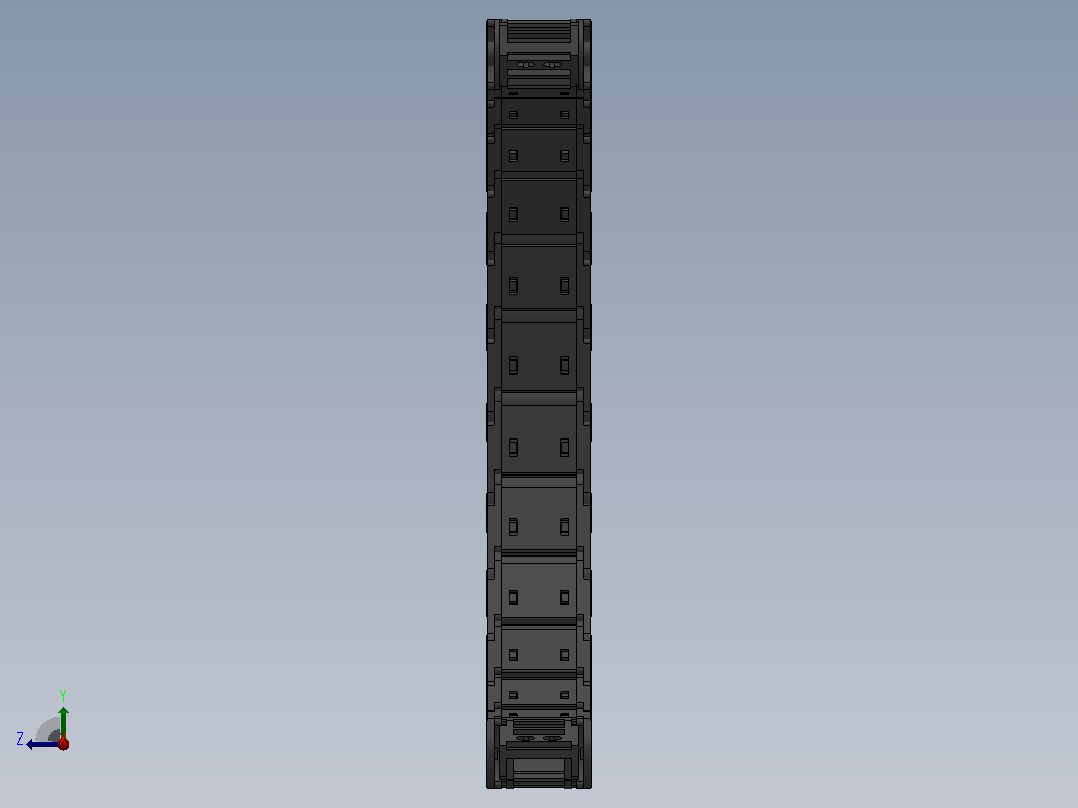 弯曲半径175内高25两侧打开型DB封闭式拖链_DMD25CDBA-25-38-175R-30右视图