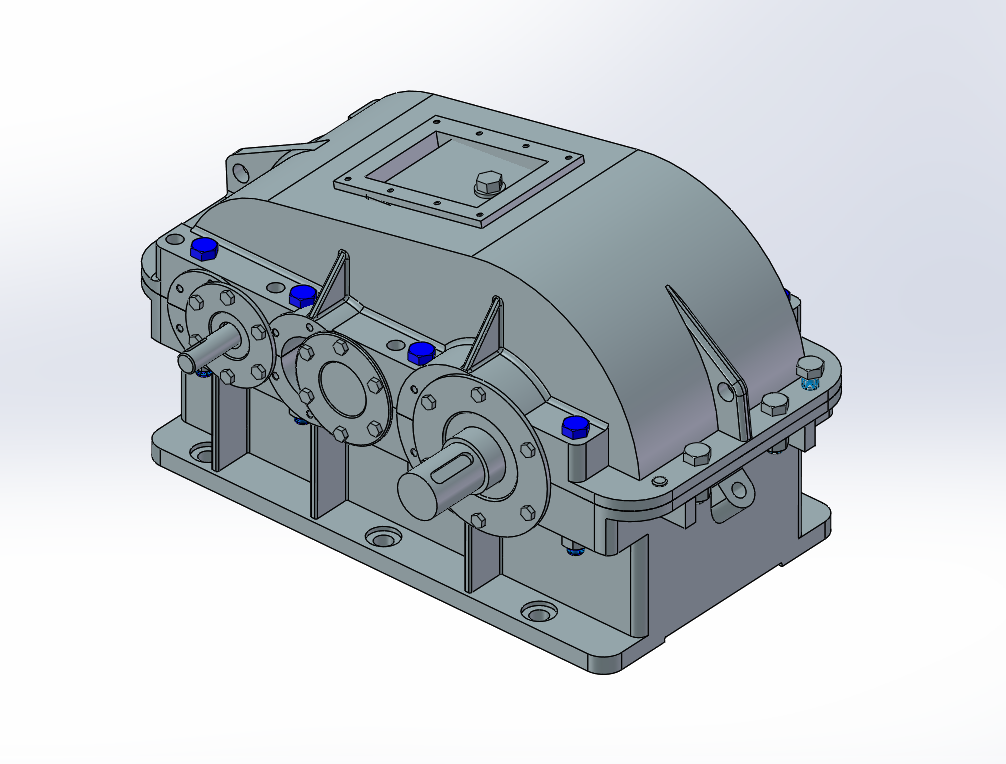 二级展开式圆柱齿轮减速器三维+CAD