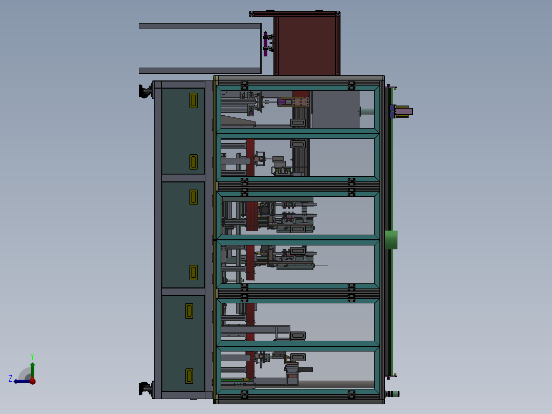 ZDH-TIEB-008 自动化锂电池电芯贴窄胶机 工程图右视图