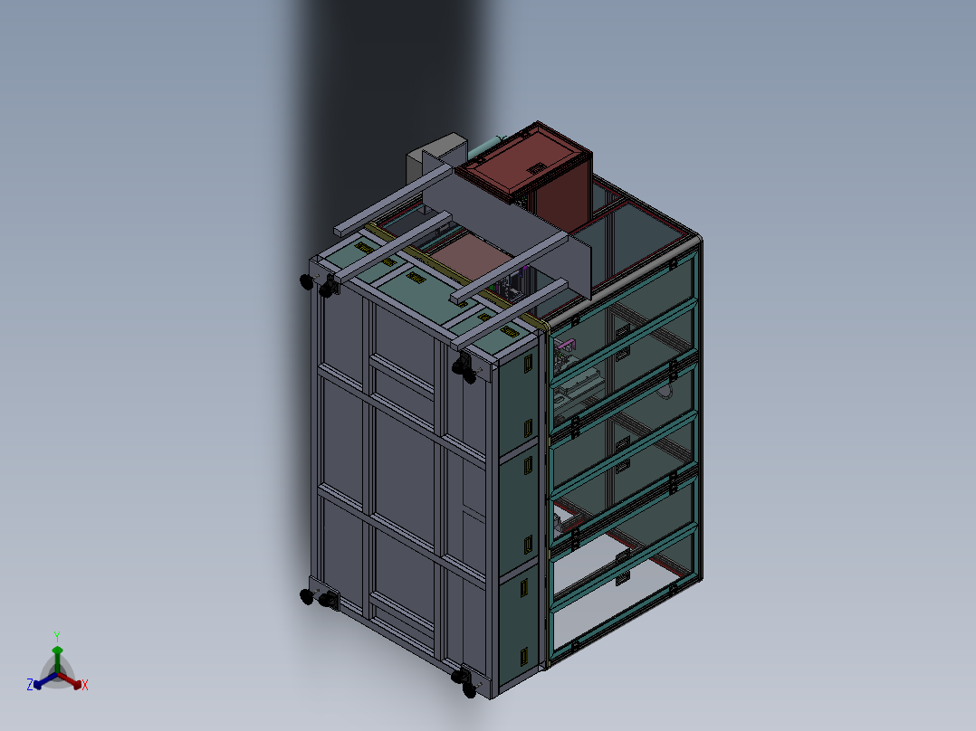 ZDH-TIEB-008 自动化锂电池电芯贴窄胶机 工程图正等轴测图