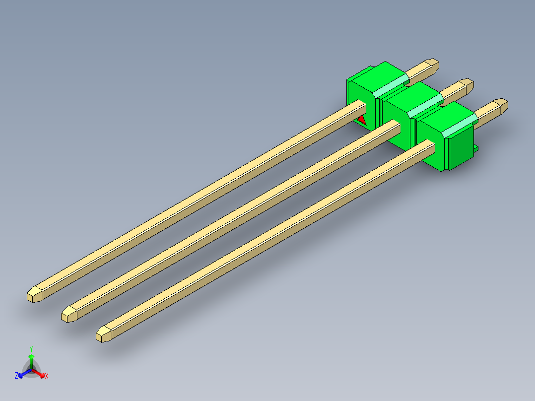 彩色公头100mil（2.54mm）系列-DS1021_green_1x03p_100mil_Type43_rev1.0主视图