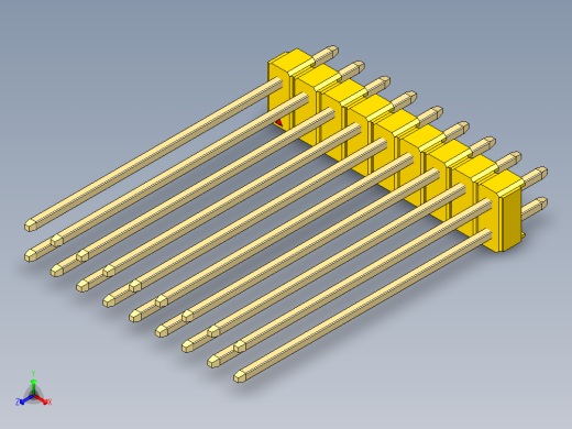 彩色公头100mil（2.54mm）系列-DS1021_yellow_2x09p_100mil_Type43_rev1.0正等轴测缩略图