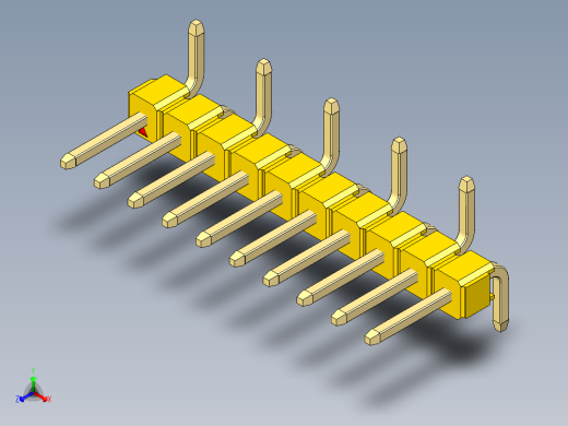 彩色公排针 100mil 2.54mm 系列-DS1022_yellow_10p_100mil_Type_SMT_R1_rev1.0正等轴测缩略图