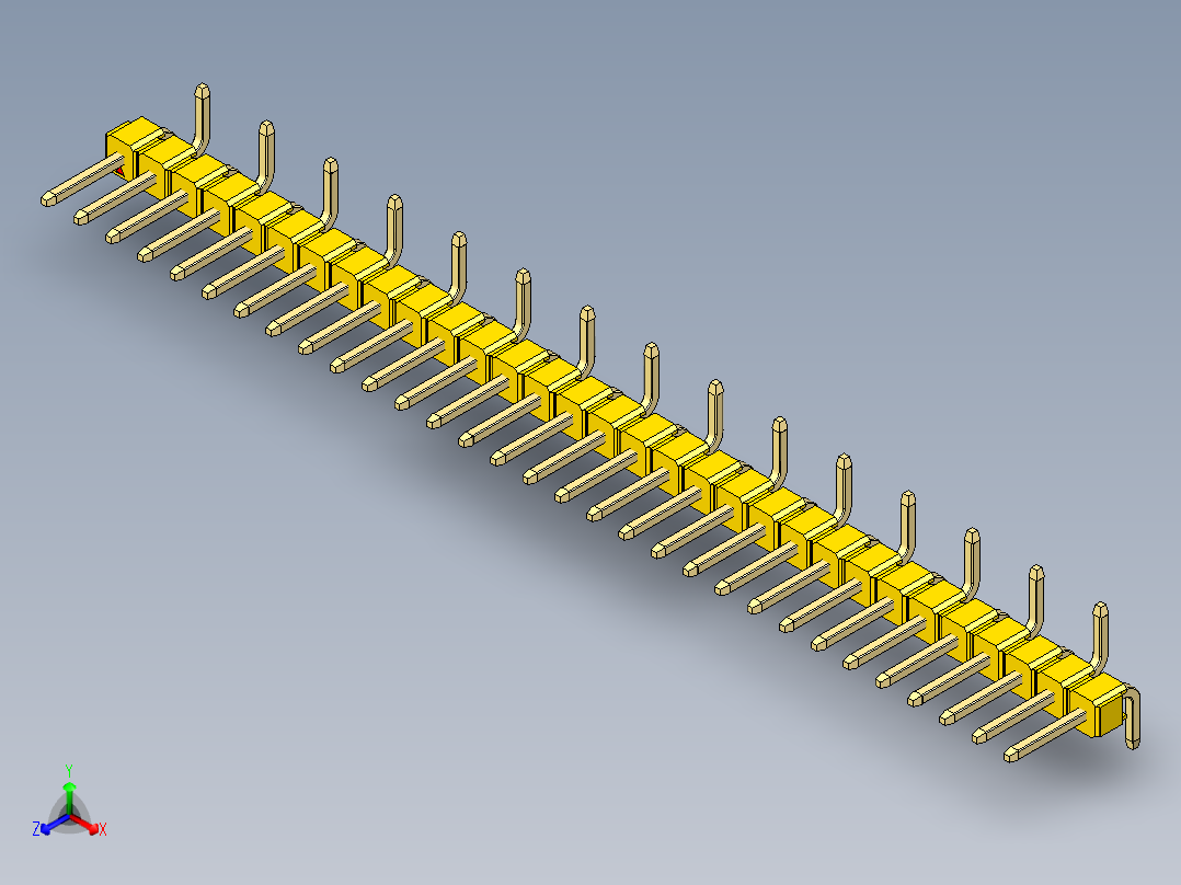 彩色公排针 100mil 2.54mm 系列-DS1022_yellow_31p_100mil_Type_SMT_R2_rev1.0主视图
