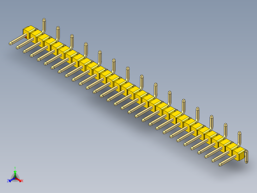 彩色公排针 100mil 2.54mm 系列-DS1022_yellow_31p_100mil_Type_SMT_R2_rev1.0正等轴测缩略图