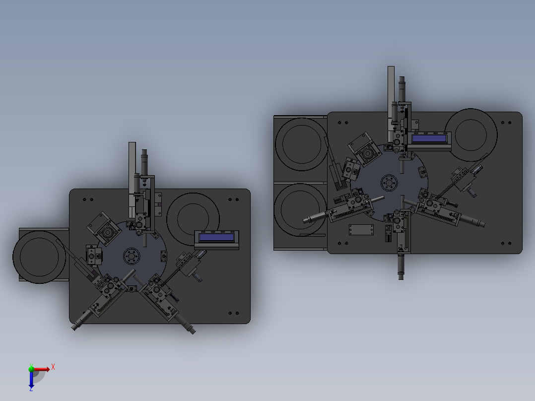 一台振动盘式铆接机俯视图