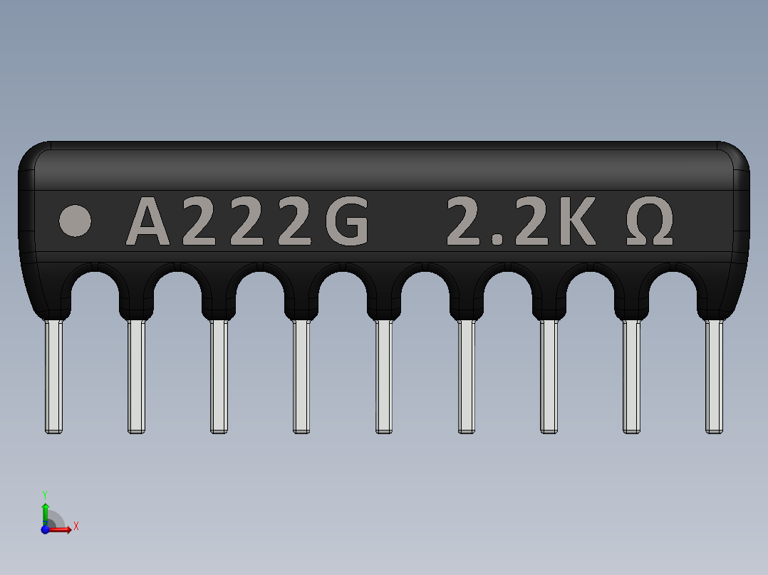 电容器 二极管 电阻器-Resistor Network 2.2K Ohm 9-Pin前视图
