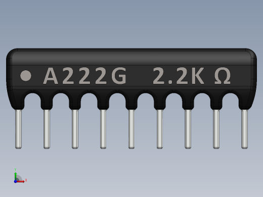 电容器 二极管 电阻器-Resistor Network 2.2K Ohm 9-Pin前视缩略图