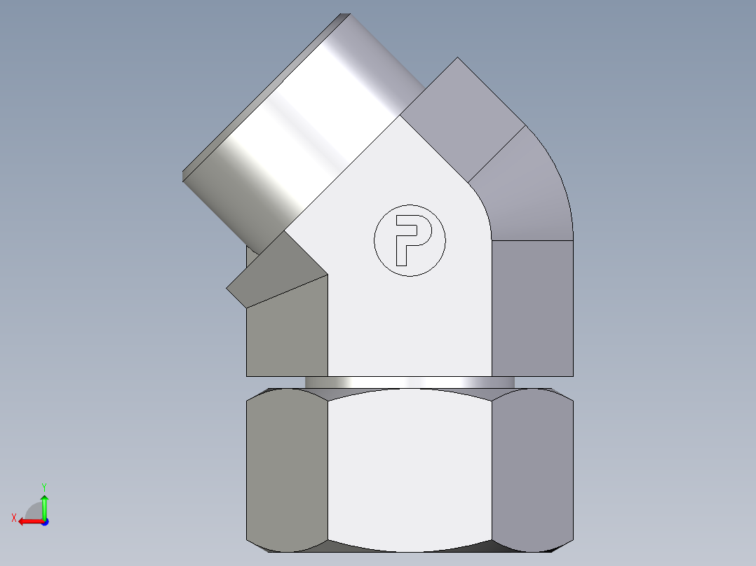 卡套式工业通用硬管接头EO_Swivel_nut_45_deg_elbow_EV30SOMDCF后视图