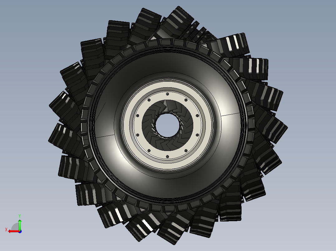 米其林XZL 395-85R20军用轮胎和轮辋后视图