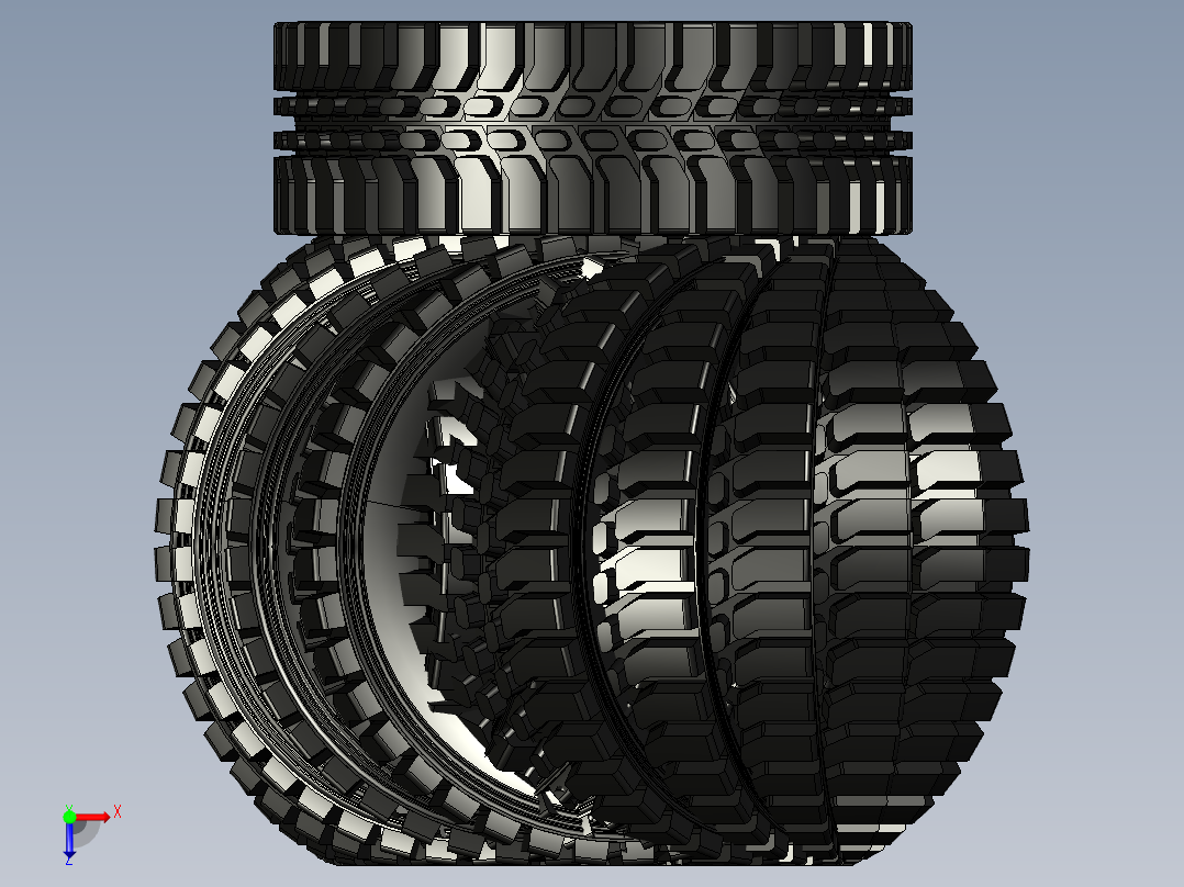 米其林XZL 395-85R20军用轮胎和轮辋俯视图