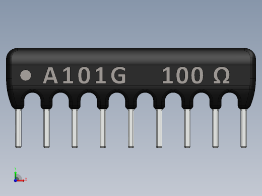 电容器 二极管 电阻器-Resistor Network 100 Ohm 9-Pin前视缩略图