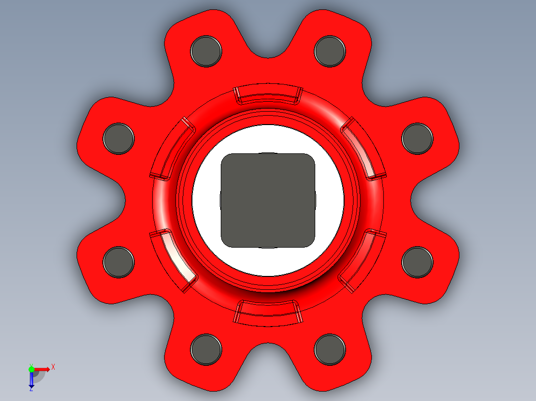 80mm x 80mm x 8 种马农业轮毂和桩组件俯视图