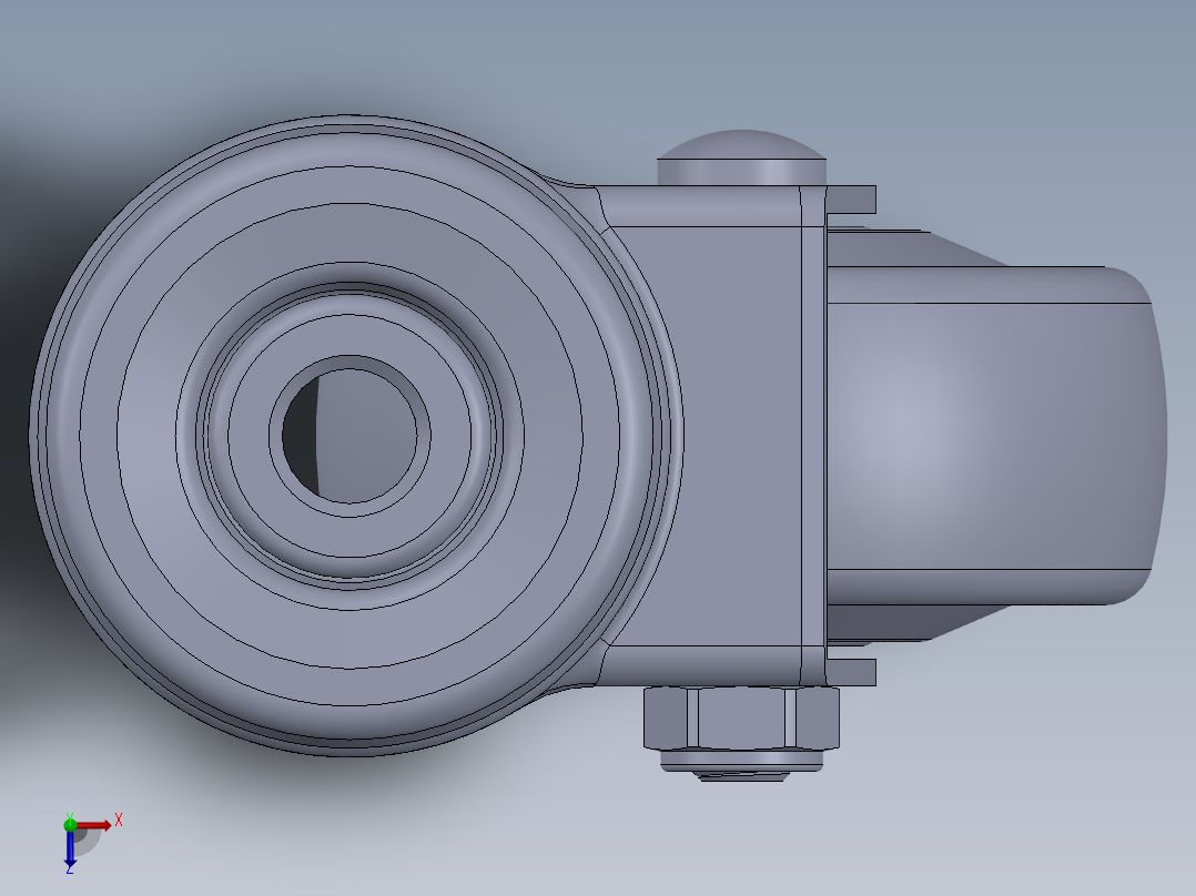 标准脚轮-WH-36725-76 2.5in SWIVEL BOLT HOLE MOUNTING H=86 DIA10俯视图