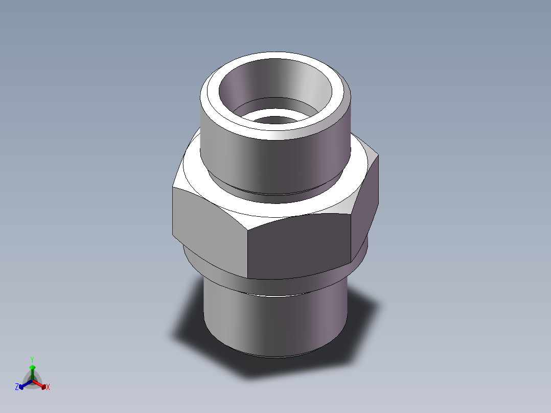 英制管螺纹ED密封、1DB-22-08WD正等轴测图