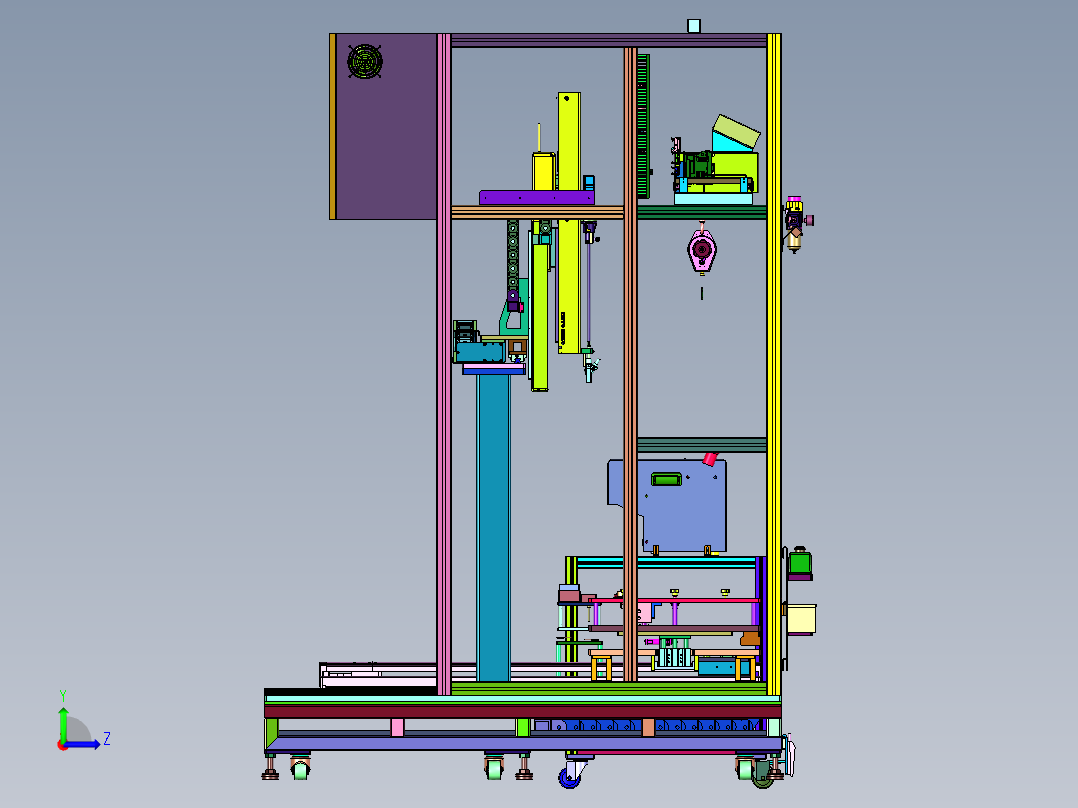大型工件四轴打螺丝机左视图