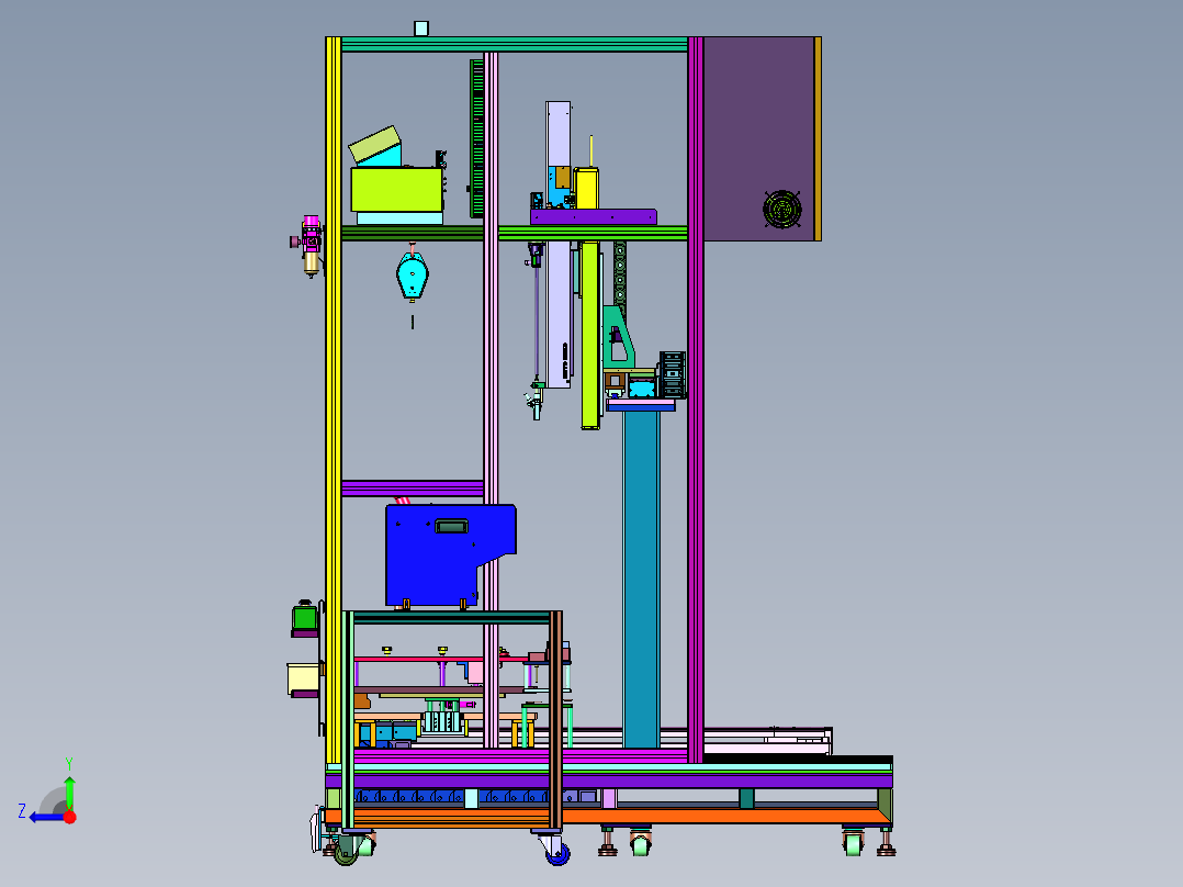 大型工件四轴打螺丝机右视图