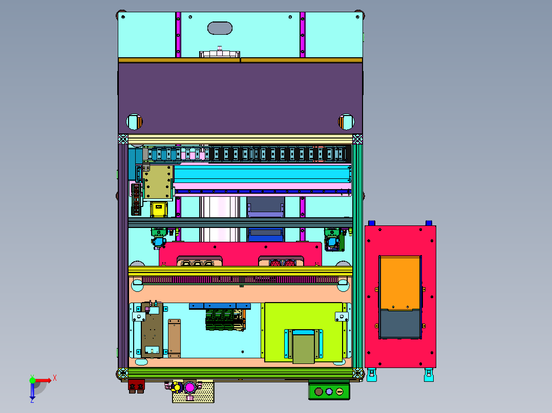 大型工件四轴打螺丝机俯视图