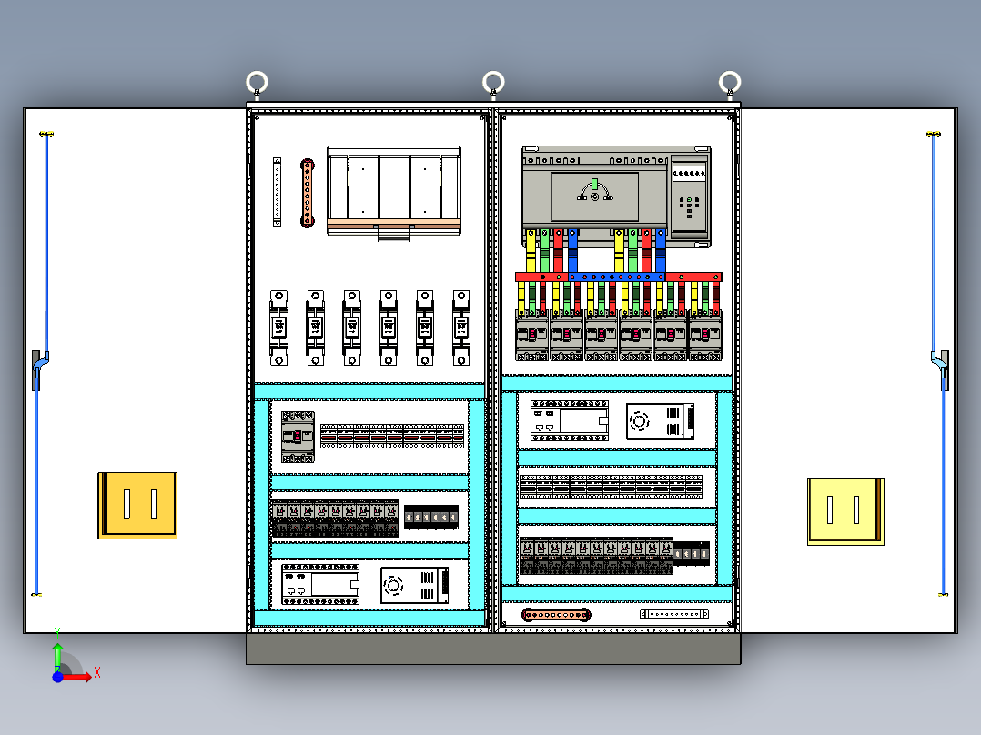 双柜组装刀开关风机双电源软启动控制柜 56403前视图