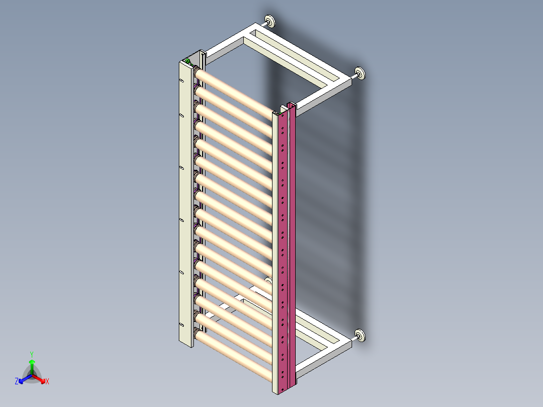 滚筒线（尺寸可编辑）正等轴测图