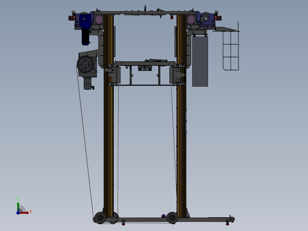 立体仓库巷道式双立柱堆垛机设计【含三维SW+CAD图纸+说明书】前视图