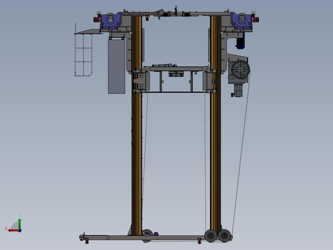 立体仓库巷道式双立柱堆垛机设计【含三维SW+CAD图纸+说明书】后视图
