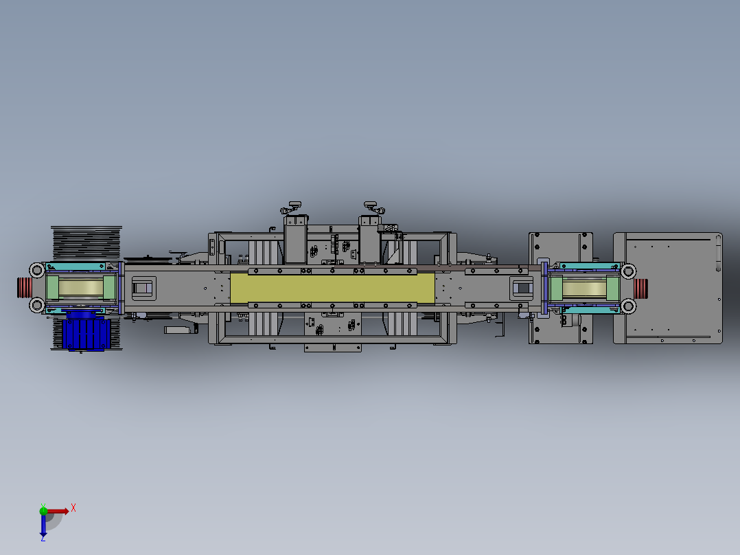 立体仓库巷道式双立柱堆垛机设计【含三维SW+CAD图纸+说明书】俯视图