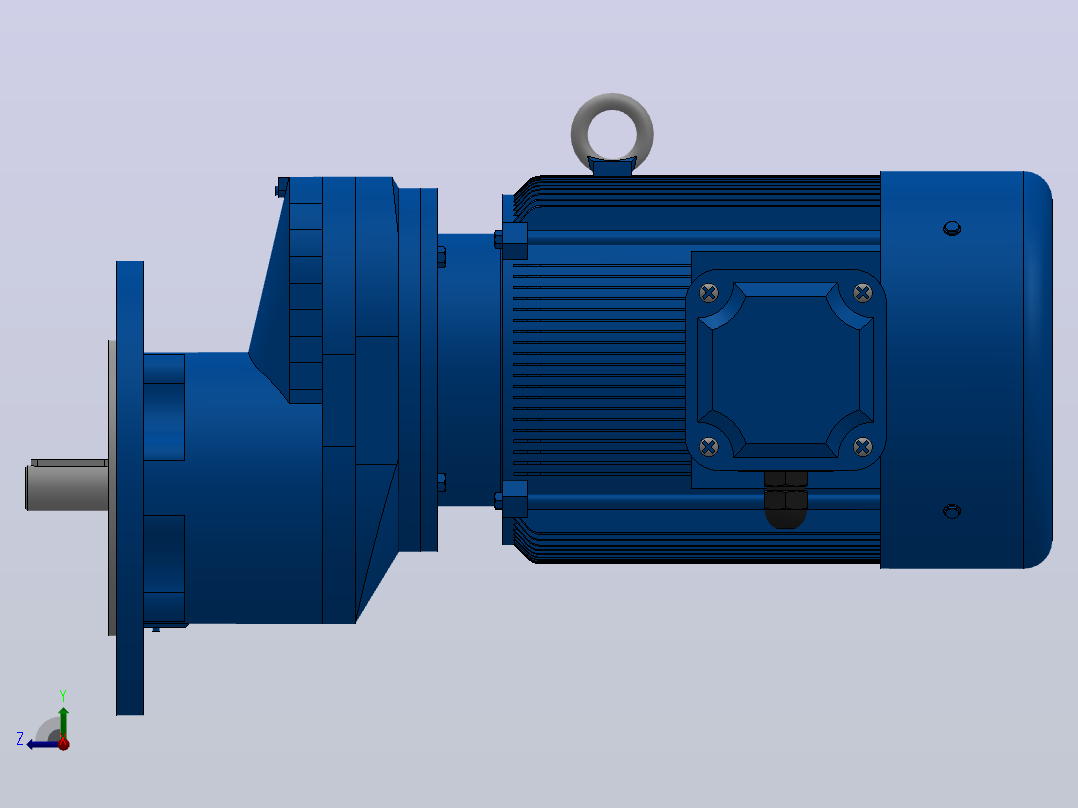 RXF57法兰轴伸式安装斜齿轮减速机RX57-Y0.55-4P-80-M1-0°-Φ200右视图
