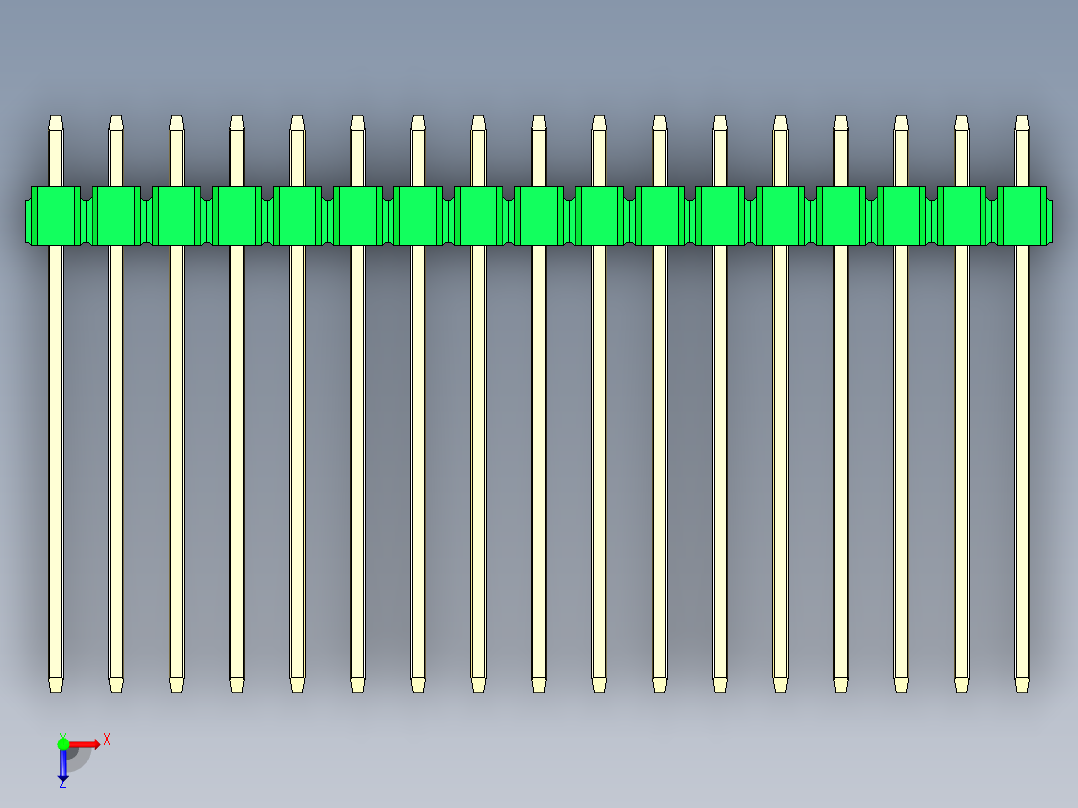 彩色公头100mil（2.54mm）系列-DS1021_green_1x17p_100mil_Type19_rev1.0俯视图