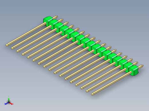 彩色公头100mil（2.54mm）系列-DS1021_green_1x17p_100mil_Type19_rev1.0正等轴测缩略图