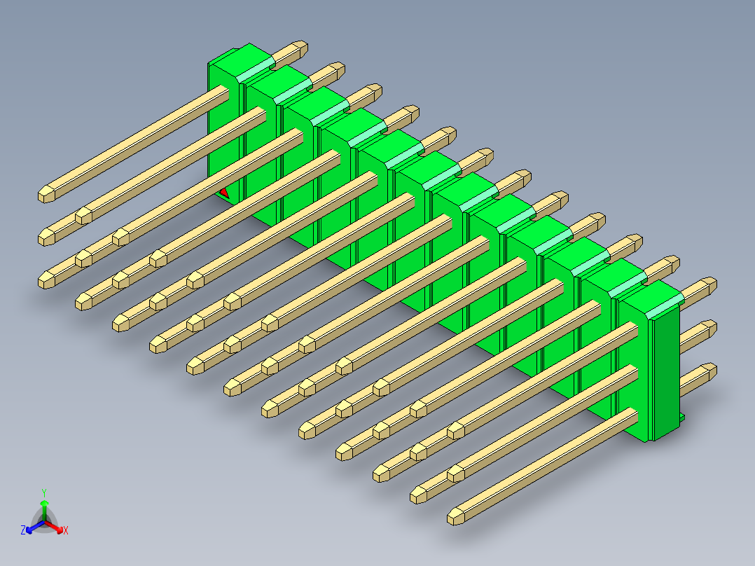 彩色公头100mil（2.54mm）系列-DS1021_green_3x12p_100mil_Type5_rev1.0主视图