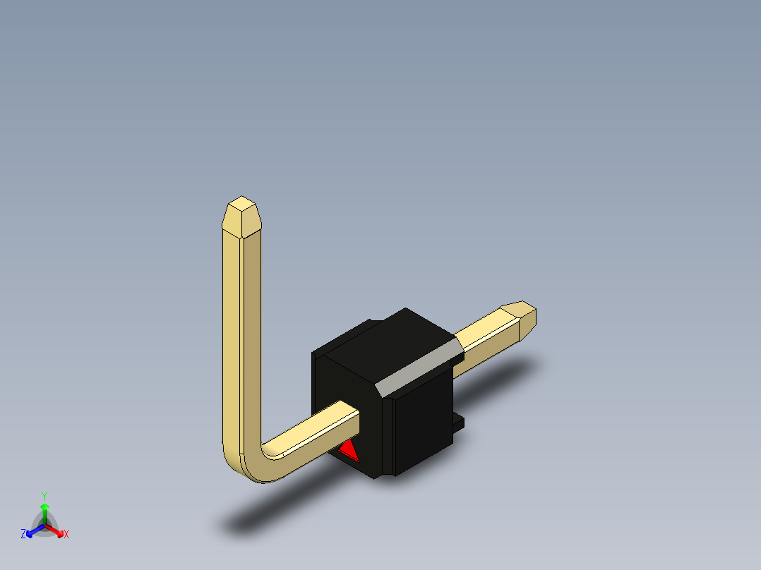 彩色公排针 100mil 2.54mm 系列-DS1022_black_01p_100mil_TypeU_rev1.0正等轴测图