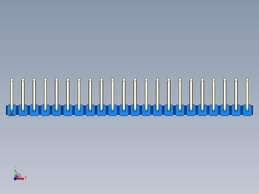 彩色公排针 100mil 2.54mm 系列-DS1022_blue_22p_100mil_TypeU_rev1.0前视缩略图