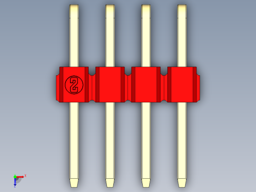 彩色公排针 100mil 2.54mm 系列-DS1022_red_2x04p_100mil_TypeD_rev1.0俯视缩略图