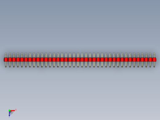 彩色公排针 100mil 2.54mm 系列-DS1022_red_38p_100mil_TypeU_rev1.0俯视缩略图