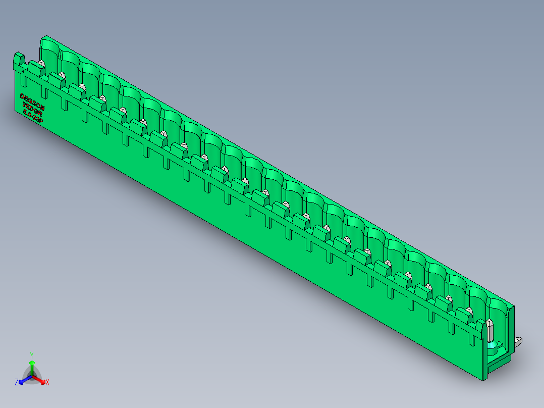 DEGSON 2EDG 系列 5.0mm 可插拔接线端子组-2EDGR-5.0-23P-14-00AH正等轴测图